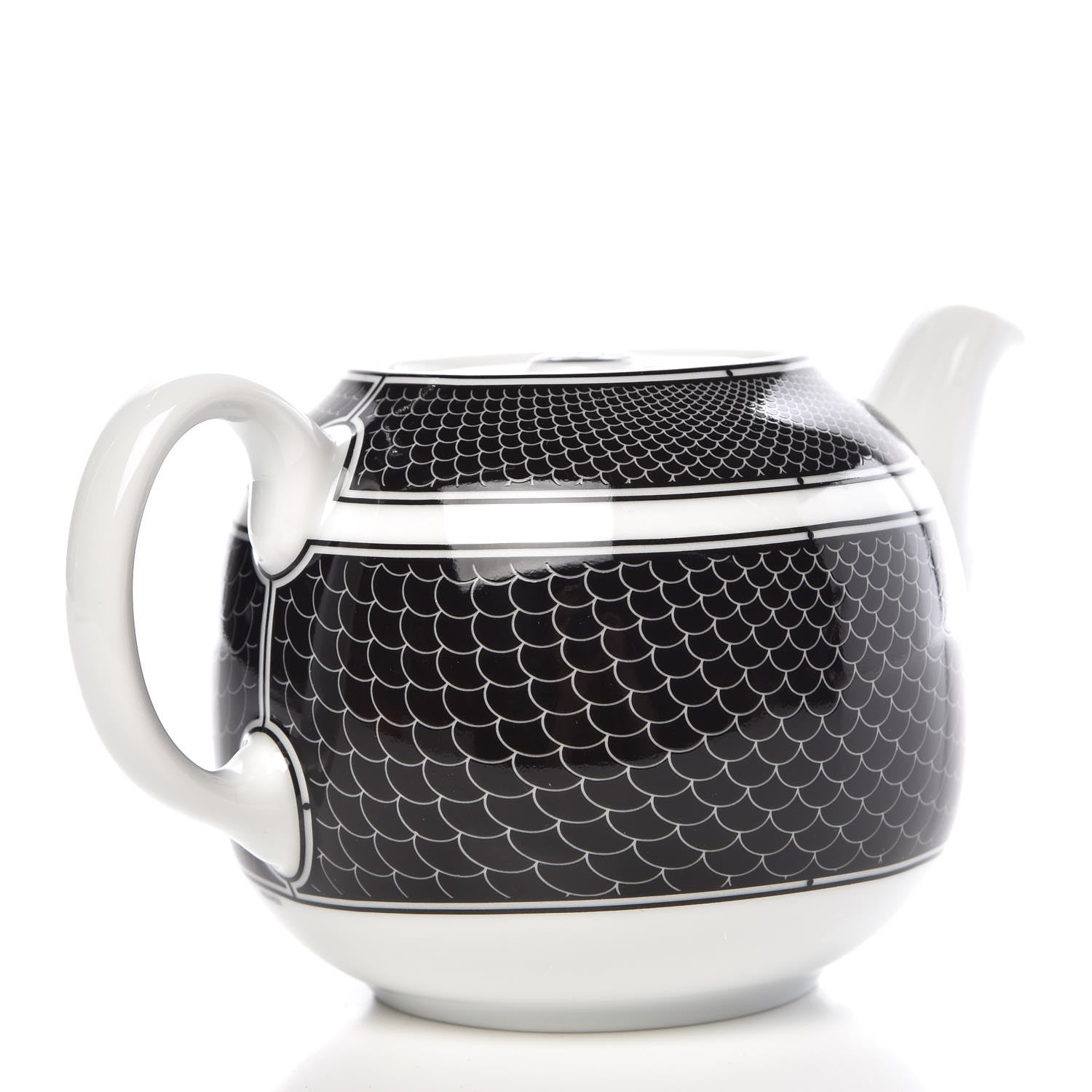Hermes Porcelain H Deco Teapot Black 3 of 9