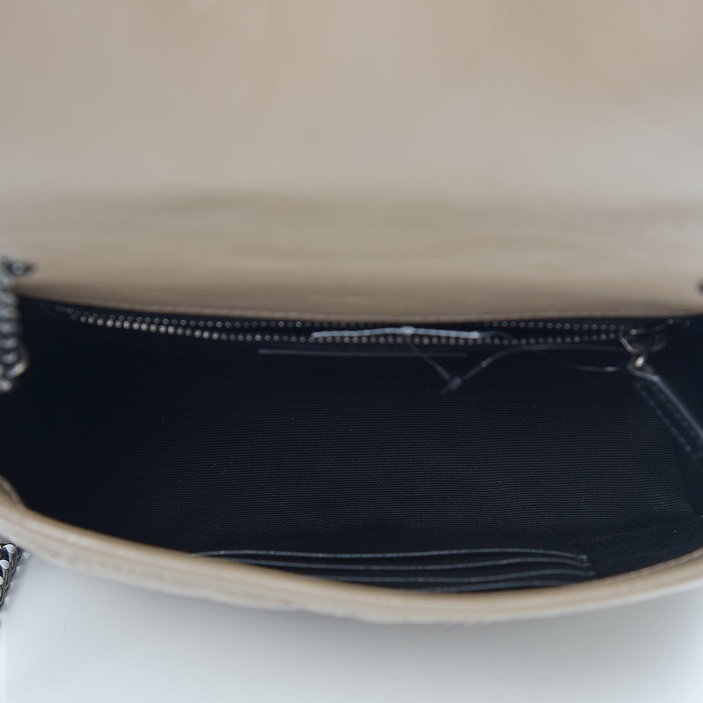 Crinkled Calfskin Matelasse Monogram Niki Chain Wallet Dusty Grey
