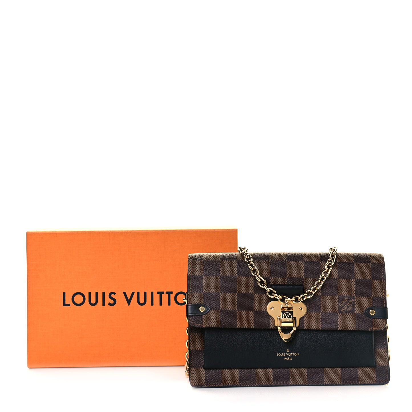 Damier Ebene Vavin Chain Wallet Black