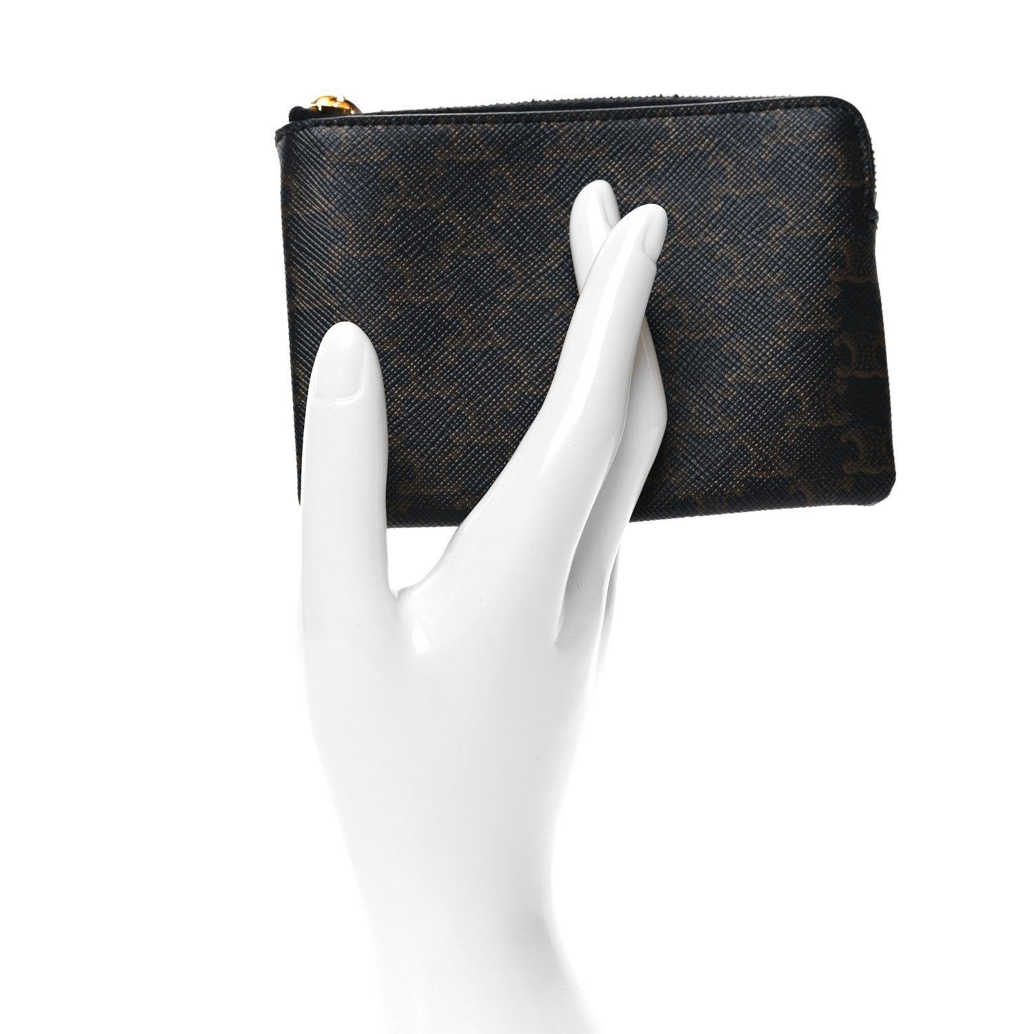 Celine Triomphe Canvas Coin and Card Pouch With Hook Black 2 of 8