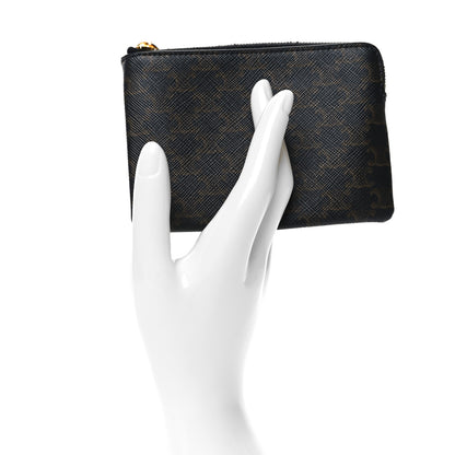 Celine Triomphe Canvas Coin and Card Pouch With Hook Black 2 of 8