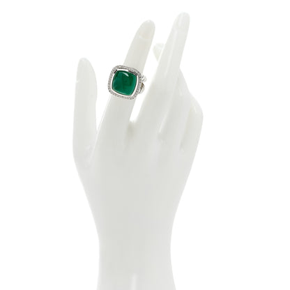 David Yurman Sterling Silver Diamond Green Onyx 14mm Albion Ring 50 5.25 2 of 5