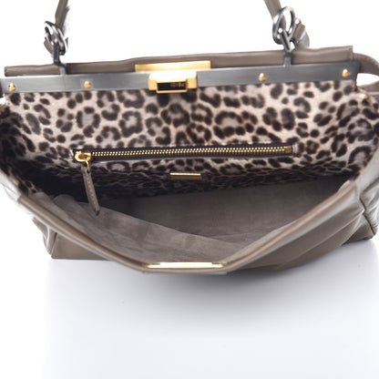 Fendi Goatskin Calf Hair Leopard Print Large Peekaboo Iconic Satchel Taupe 7 of 11