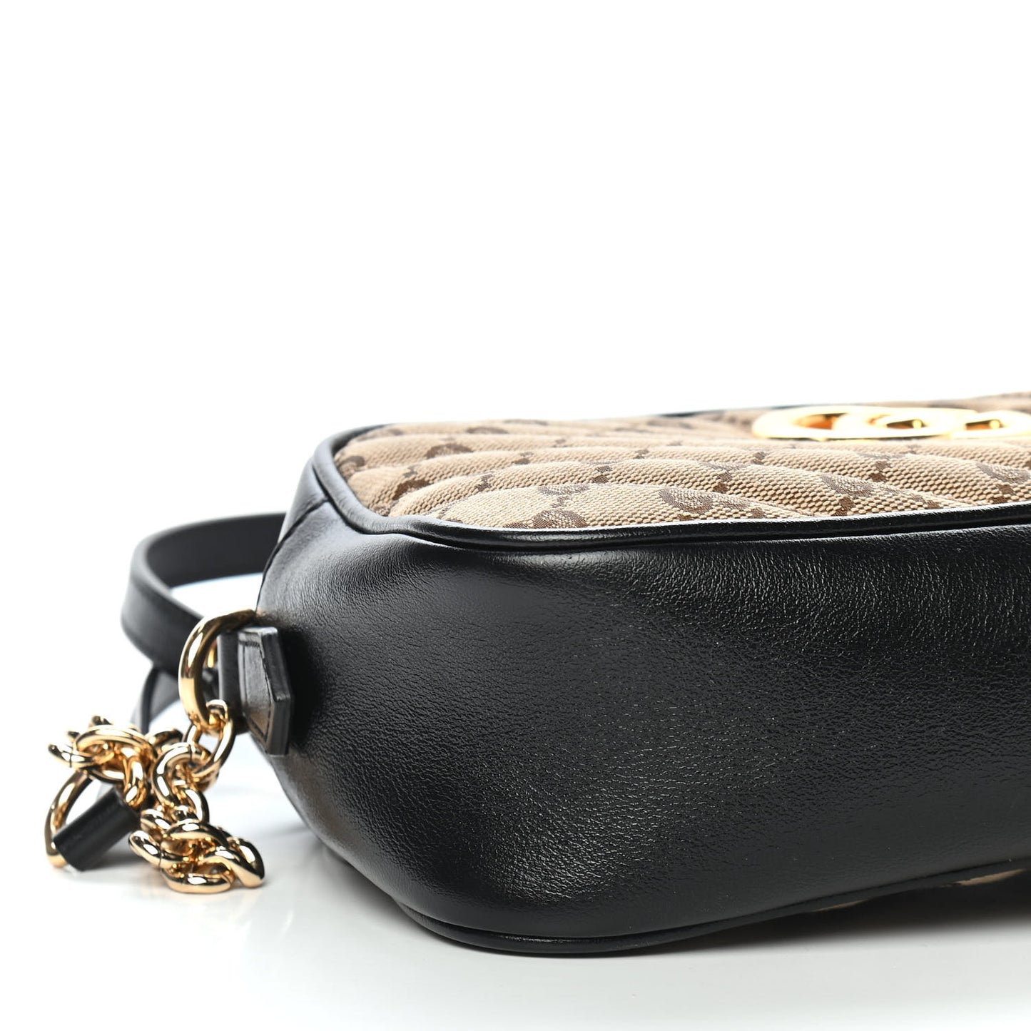 Monogram Matelasse Diagonal Small GG Marmont Chain Shoulder Bag Beige Black