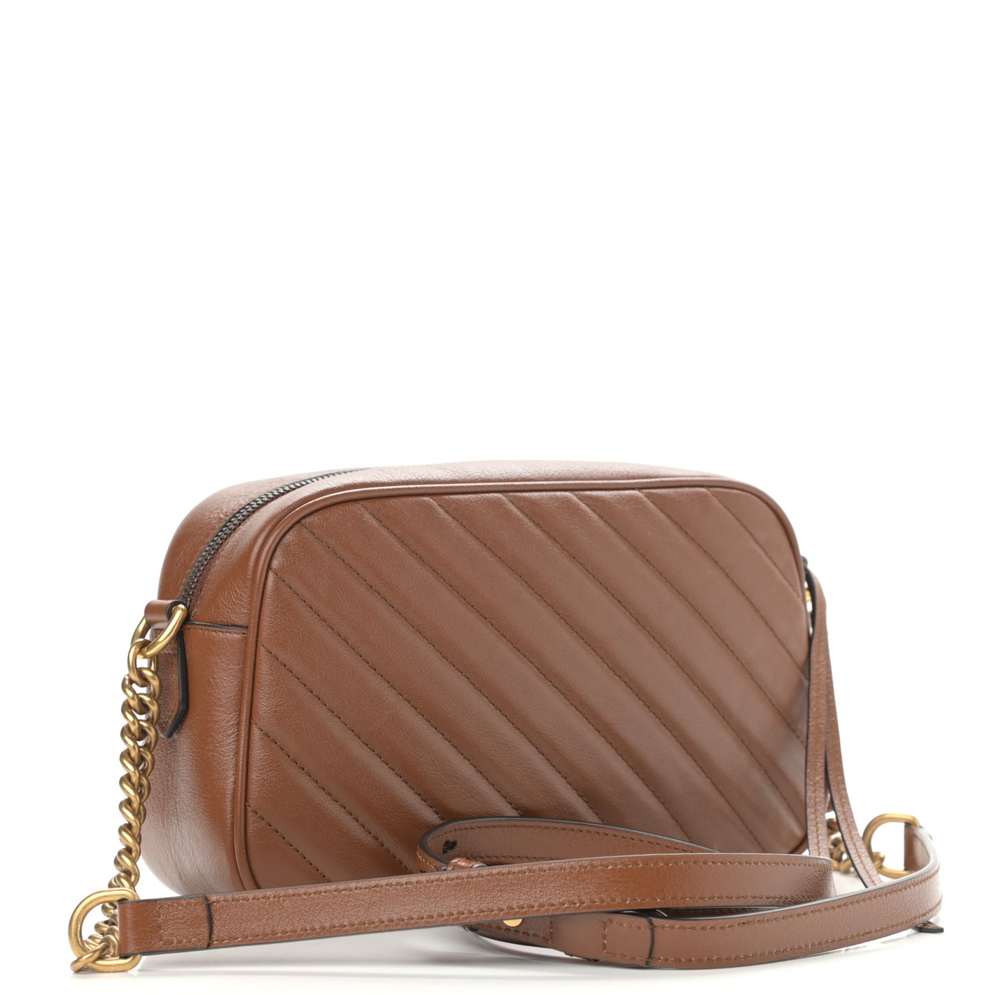 Glazed Calfskin Matelasse Diagonal Small GG Marmont Chain Shoulder Bag Cuir