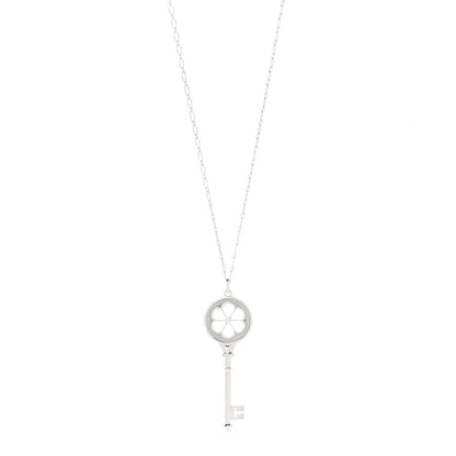 Tiffany Sterling Silver Diamond Blossom Key Pendant Link Necklace 1 of 7