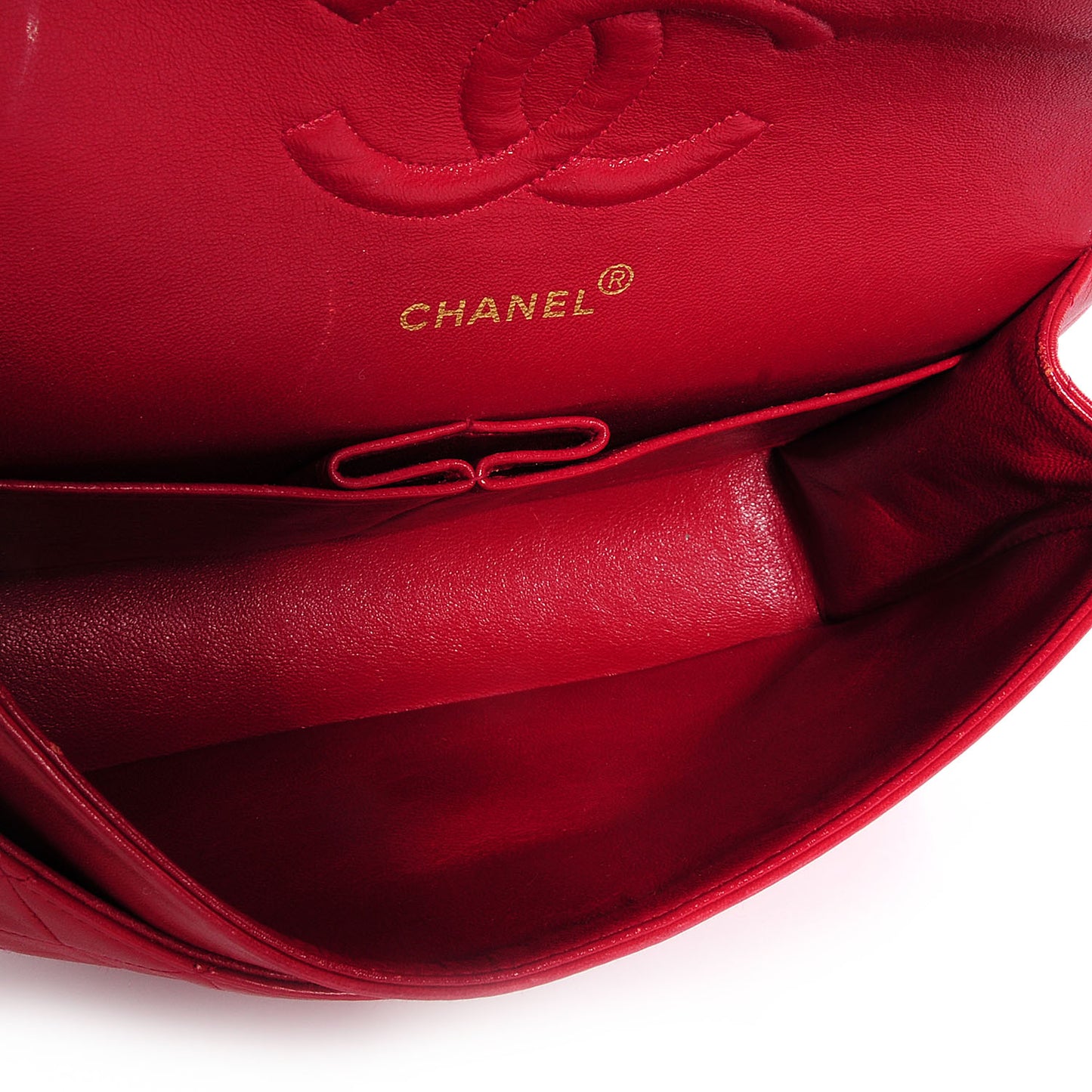 Lambskin Quilted Medium Double Flap Red