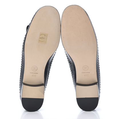 Chanel Lambskin Braided Kangaroo Mocassin Loafers 40 Black 5 of 9