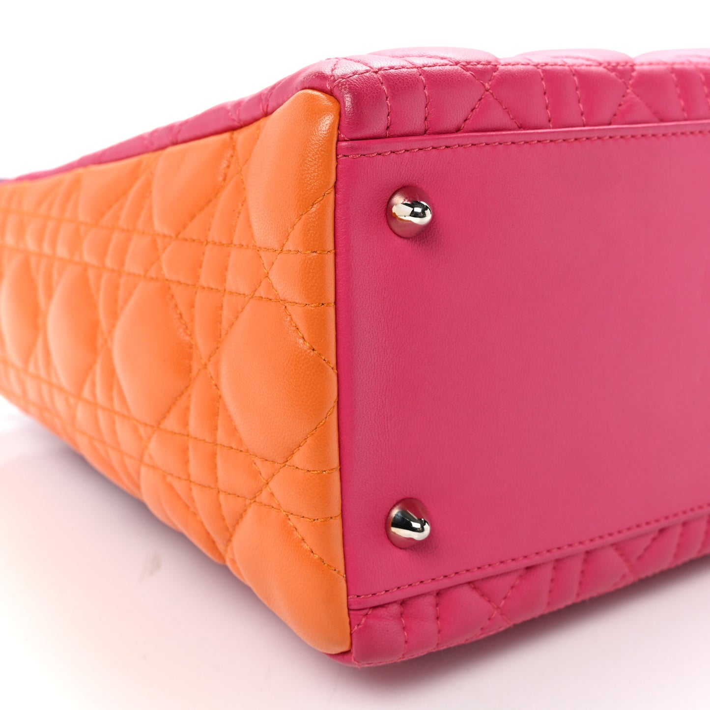 Lambskin Cannage Medium Tri-Color Lady Dior Pink