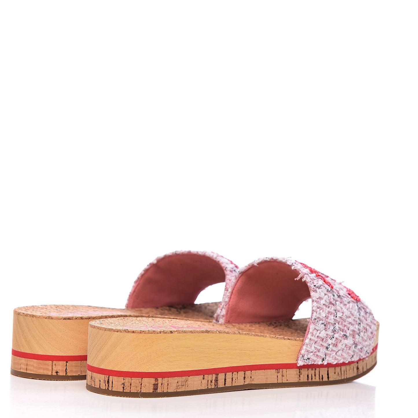 Tweed Lambskin Logo Mules 39 Pink Red