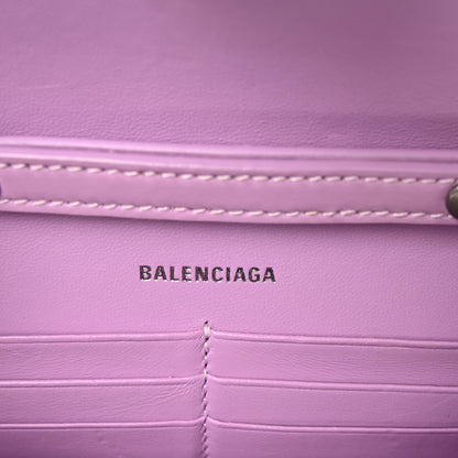 Balenciaga Shiny Box Calfskin Tonal B Hourglass Chain Bag Liliac 6 of 9