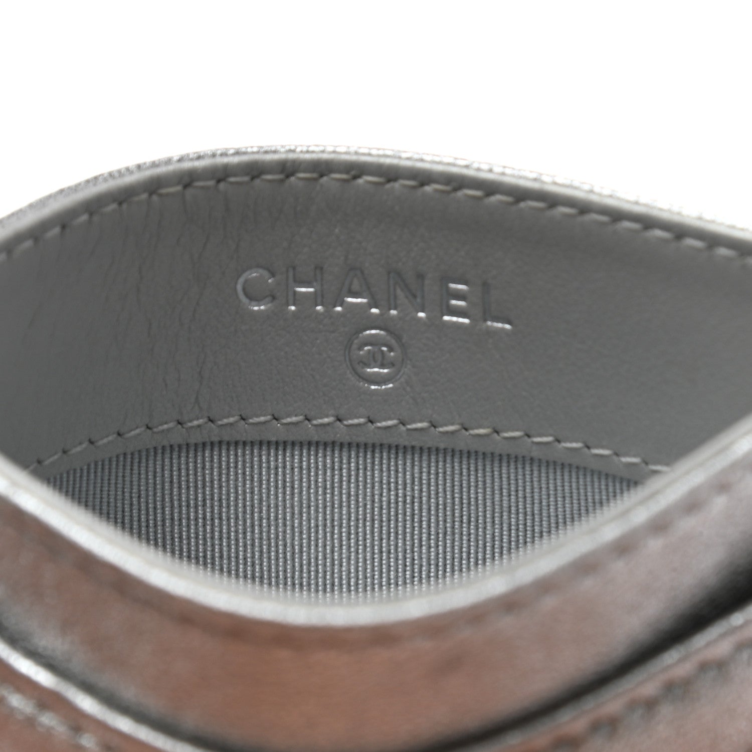 Chanel Metallic Lambskin Quilted Card Holder Silver 6 of 8