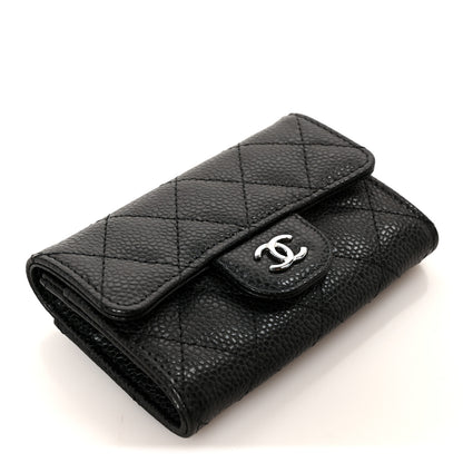 Chanel Caviar Quilted Flap Card Holder Wallet Black Black 4 of 10