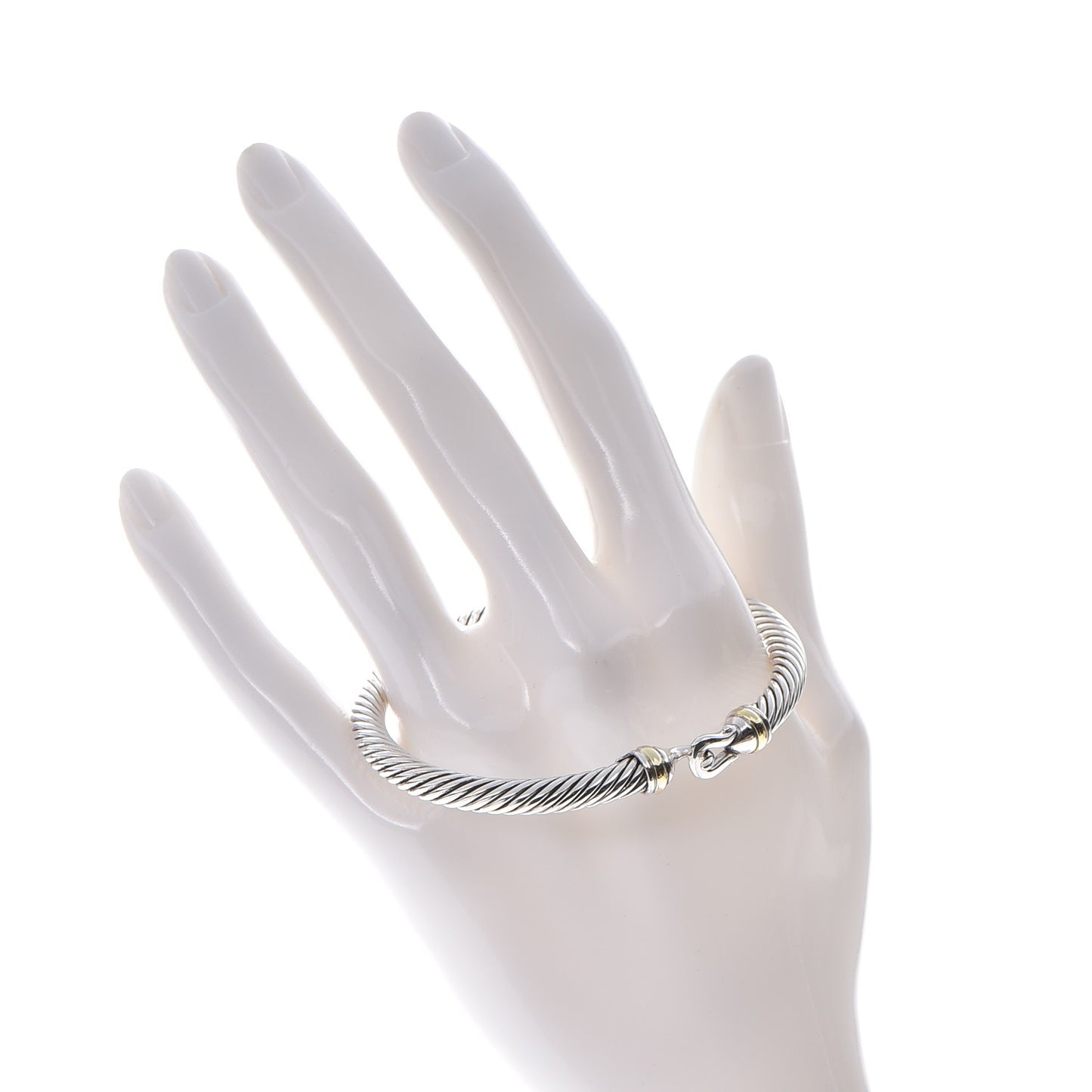 Sterling Silver 18K Yellow Gold 5mm Cable Classic Buckle Bracelet
