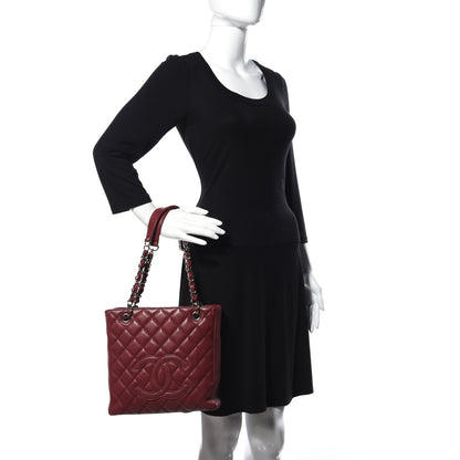 Chanel Caviar Quilted Petit Shopping Tote PST Bordeaux 2 of 10