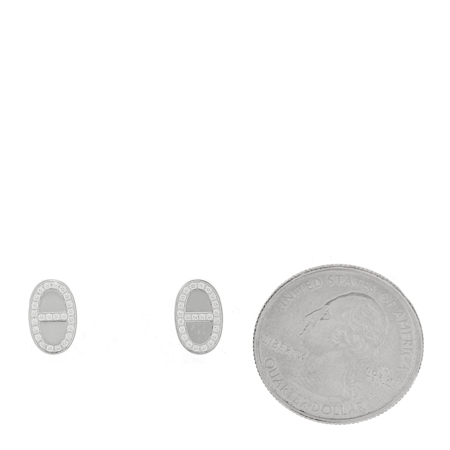 18K White Gold Diamond Chaine d'Ancre Contour Stud Earrings