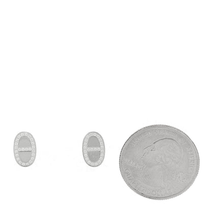 Hermes 18K White Gold Diamond Chaine d'Ancre Contour Stud Earrings 2 of 5