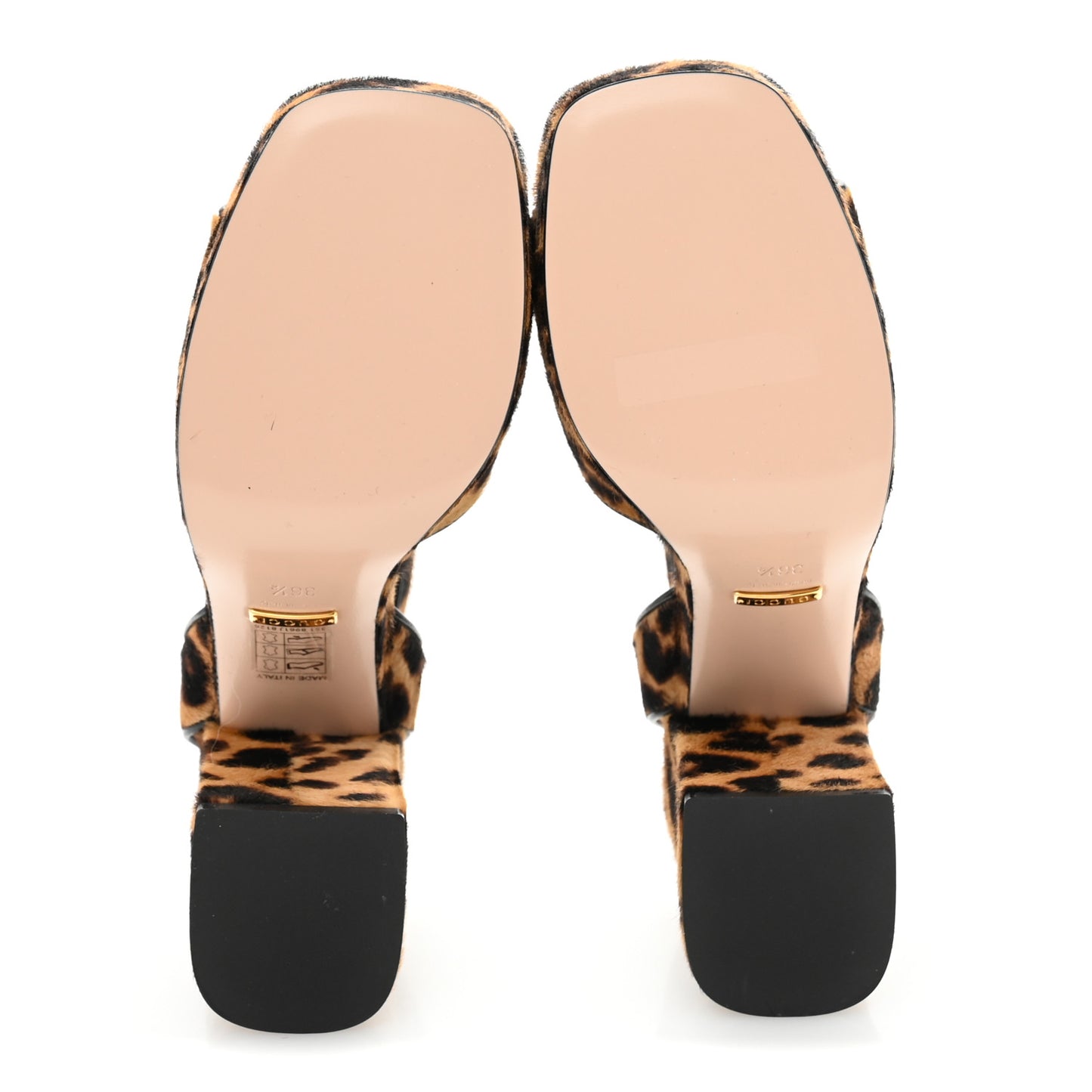 Calf Hair Leopard Print Horsebit 25/60mm Platform Sandals 36.5 Hazelnut Black