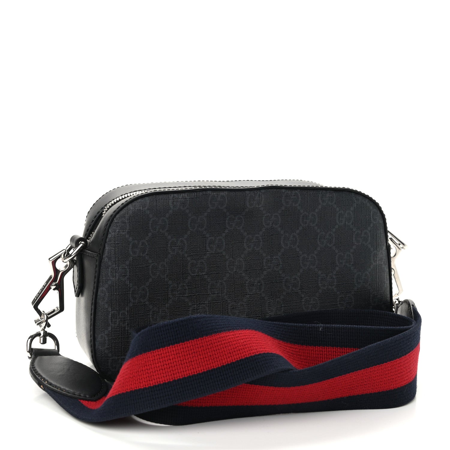 Gucci GG Supreme Monogram Web Shoulder Bag Black Grey 3 of 13