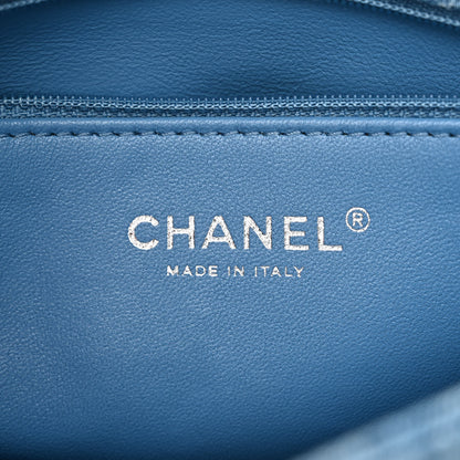 Chanel Denim Quilted Medium Camellia Sweetheart Flap Blue 6 of 10
