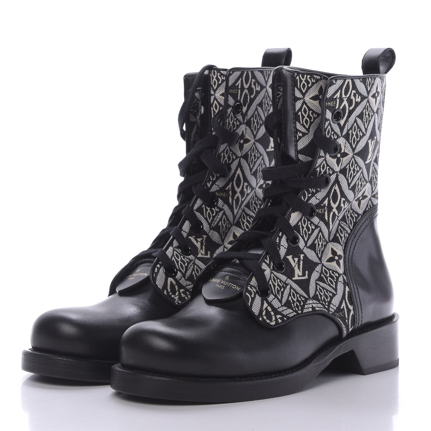 Louis Vuitton Jacquard Calfskin Since 1854 Metropolis Flat Ranger Boot 38.5 Gray 3 of 9