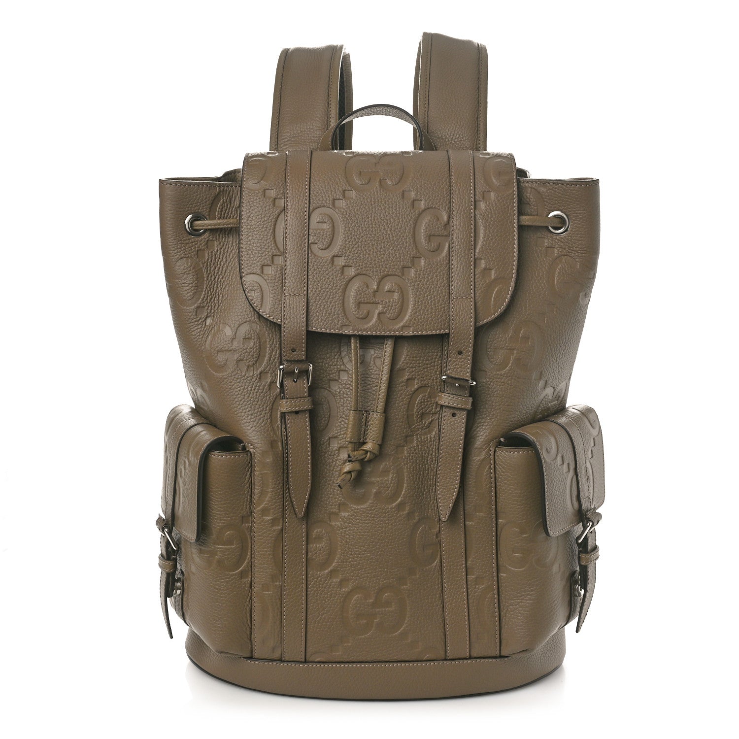 Gucci Piuma Calfskin Jumbo GG Embossed Double Buckle Backpack Good Taupe 1 of 8