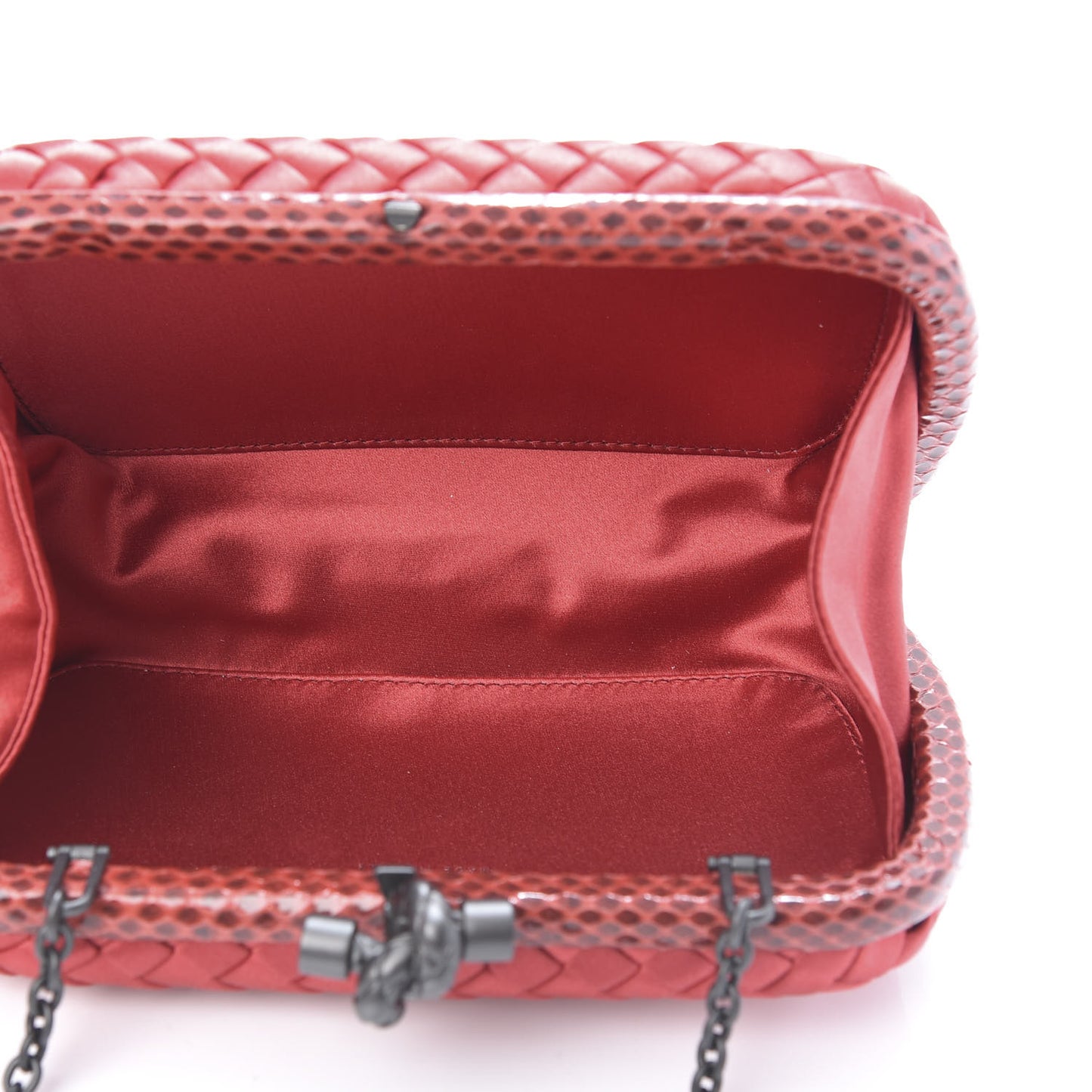 Satin Ayers Intrecciato Chain Knot Clutch Boucher