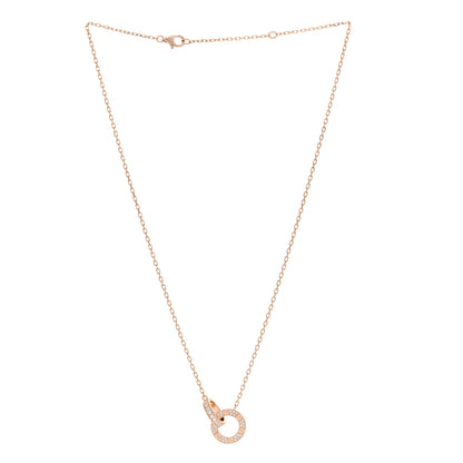 Cartier 18K Pink Gold Diamond Interlocking LOVE Paved Necklace 3 of 6