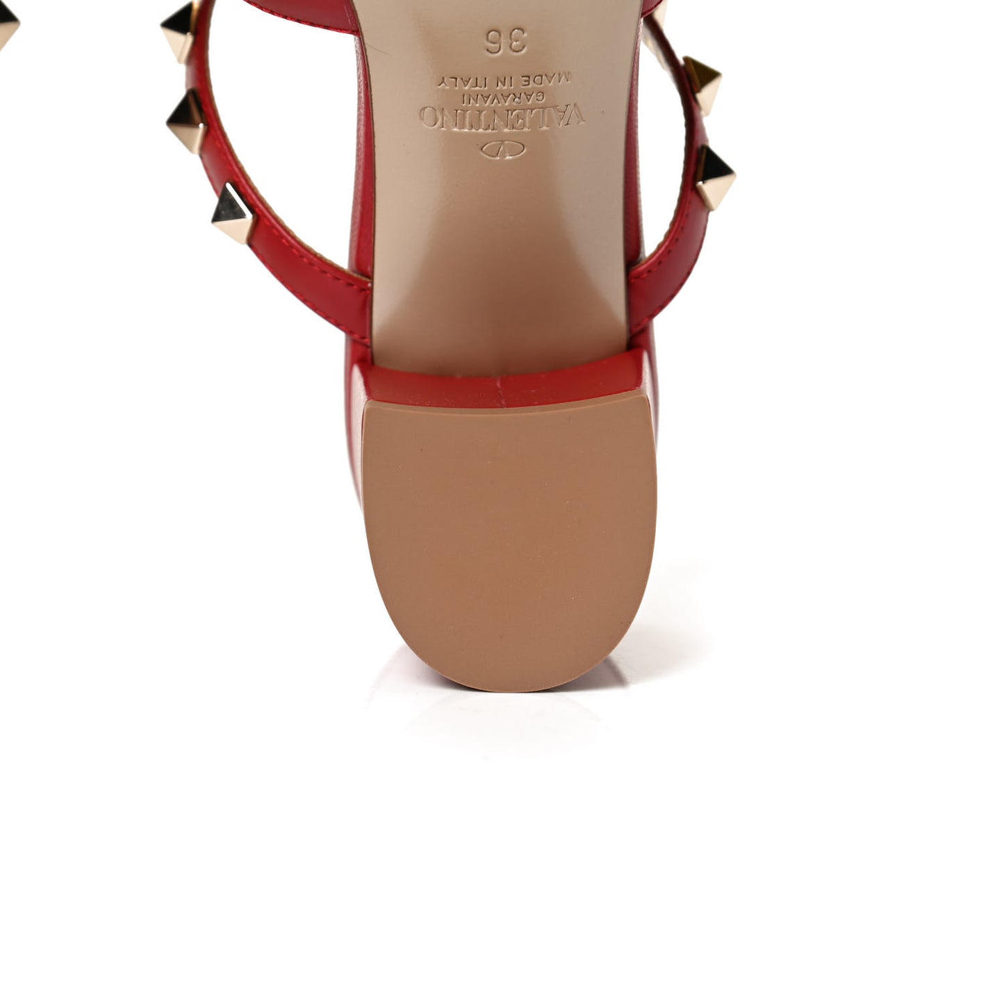 Calfskin Rockstud 60mm Caged Slide Sandals 36 Rosso Valentino