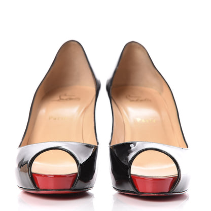 Christian Louboutin Patent No Matter 85 Pumps 40 Black Red 2 of 11