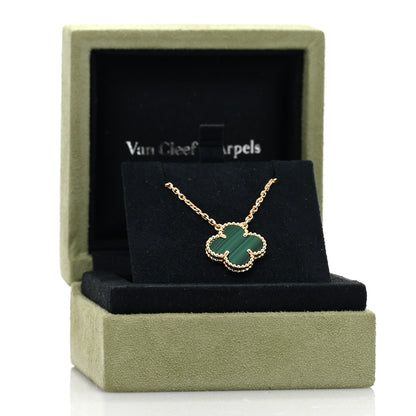 Van Cleef & Arpels 18K Yellow Gold Malachite Vintage Alhambra Pendant Necklace 3 of 5