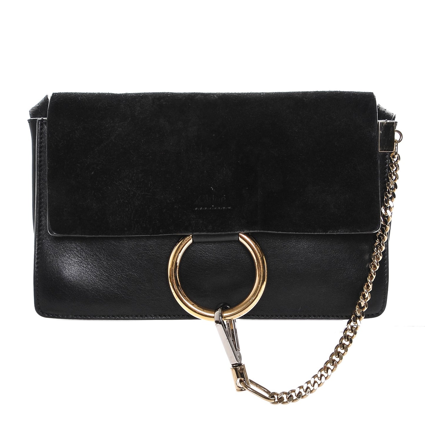 Suede Calfskin Small Faye Shoulder Bag Black
