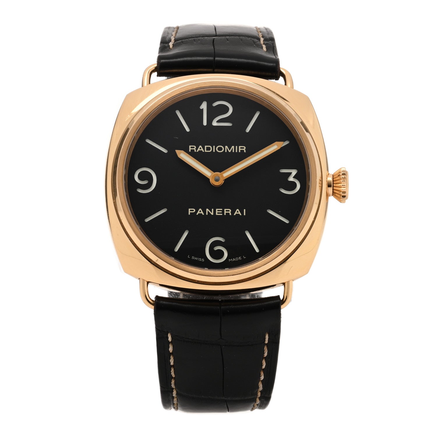 Panerai 18K Rose Gold Alligator 45mm Radiomir Manual Winding Watch Black PAM00231 1 of 4