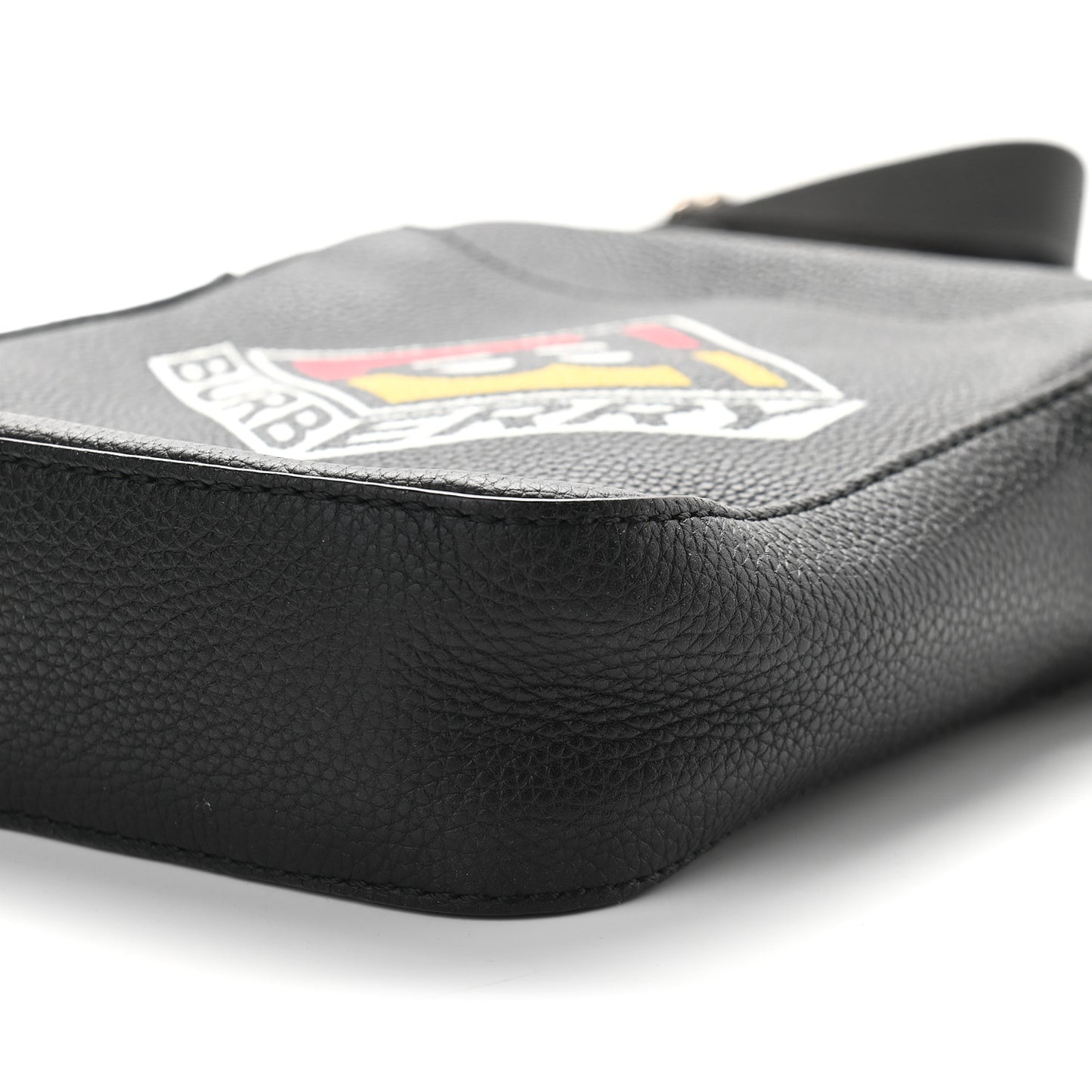 Grainy Calfskin Logo Graphic Crossbody Bag Black