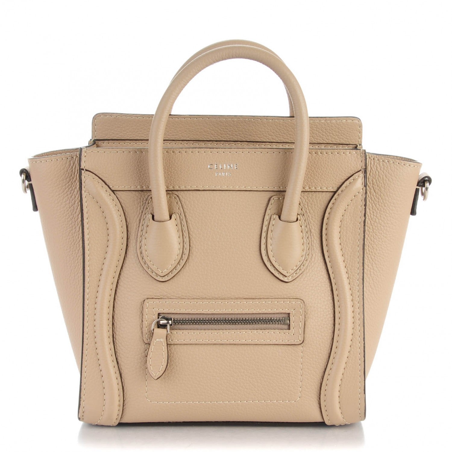 Celine Drummed Calfskin Nano Luggage Dune 1 of 7