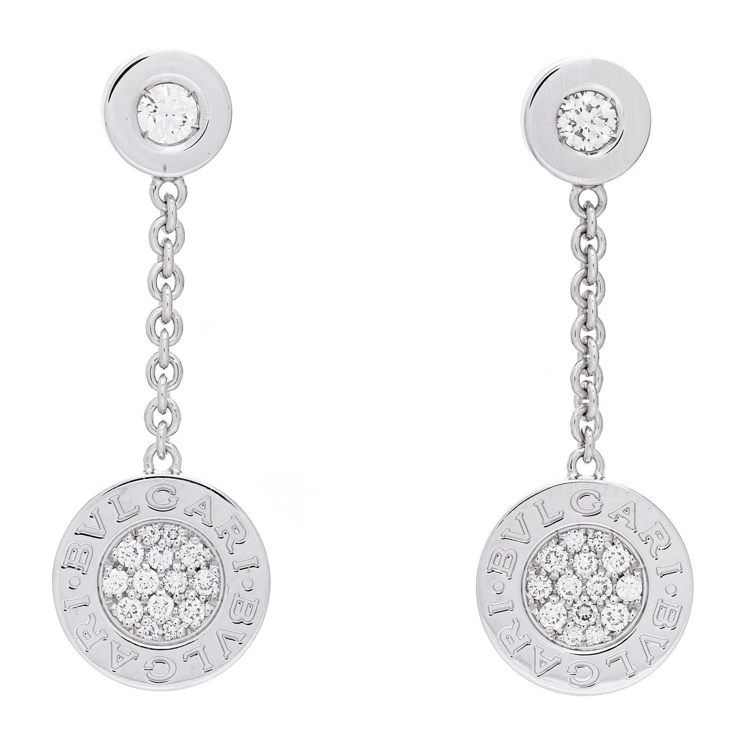 18K White Gold Diamond BVLGARI BVLGARI Drop Earrings