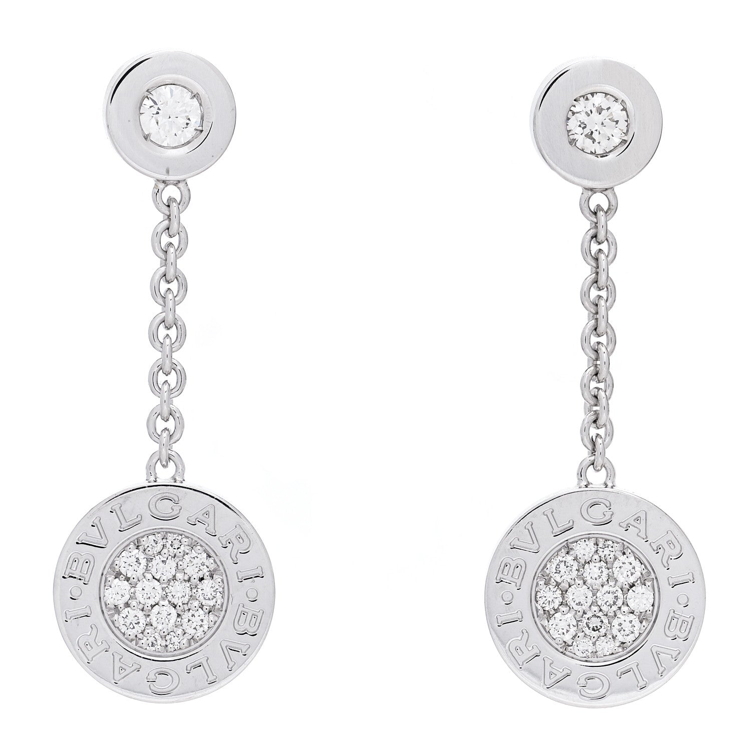 Bulgari 18K White Gold Diamond BVLGARI BVLGARI Drop Earrings 1 of 5