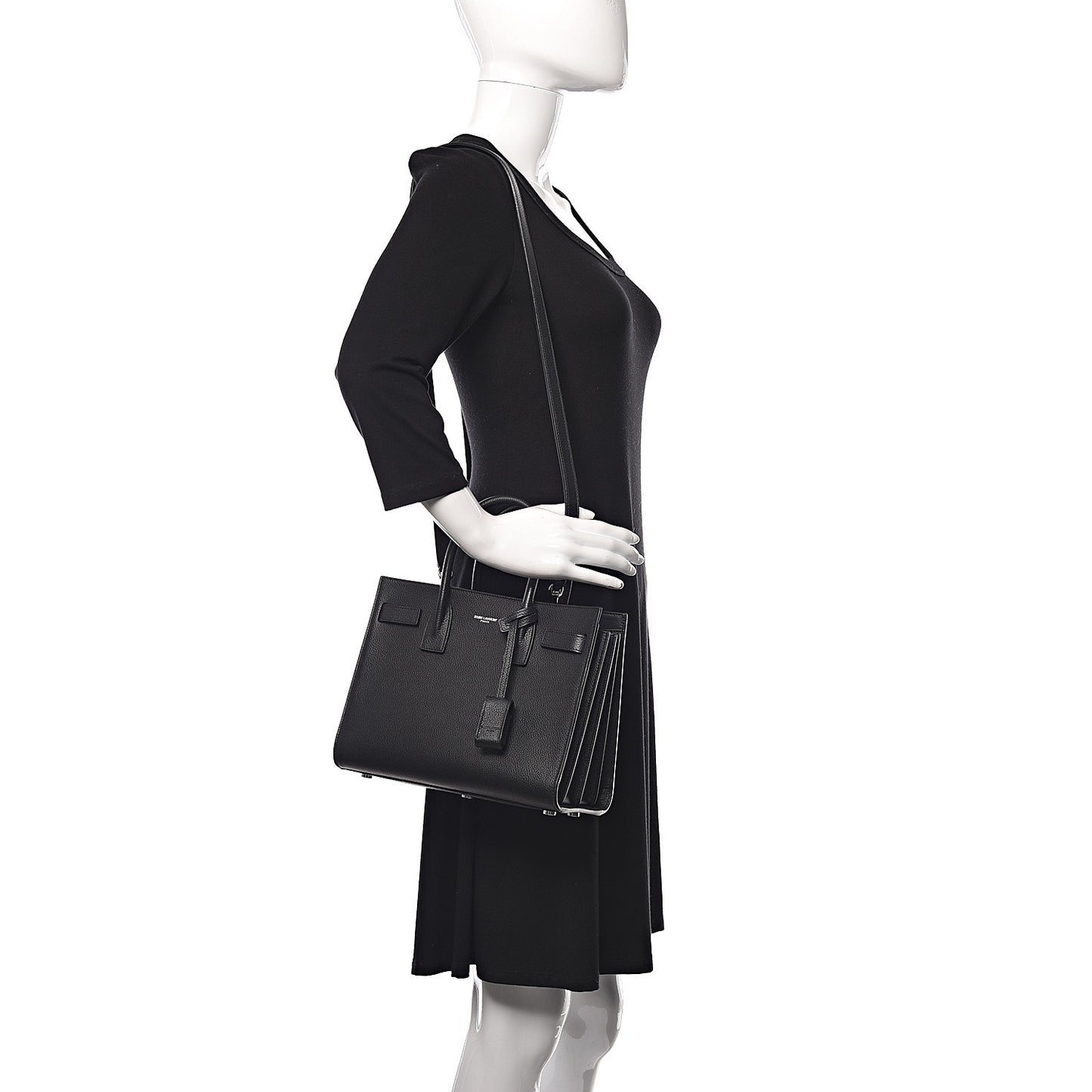 Grained Calfskin Baby Sac De Jour Black