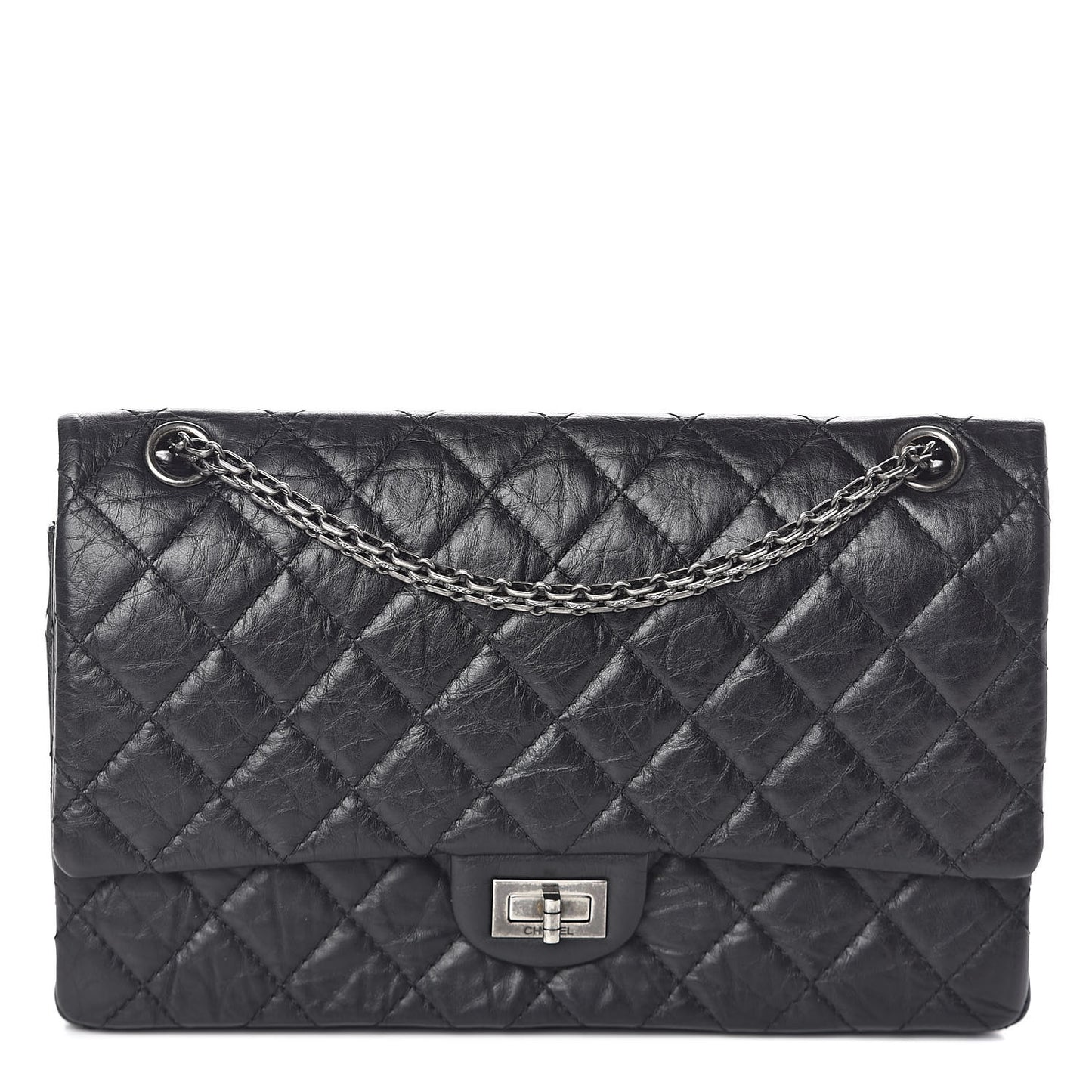 Aged Calfskin Quilted 2.55 Reissue 226 Flap Black
