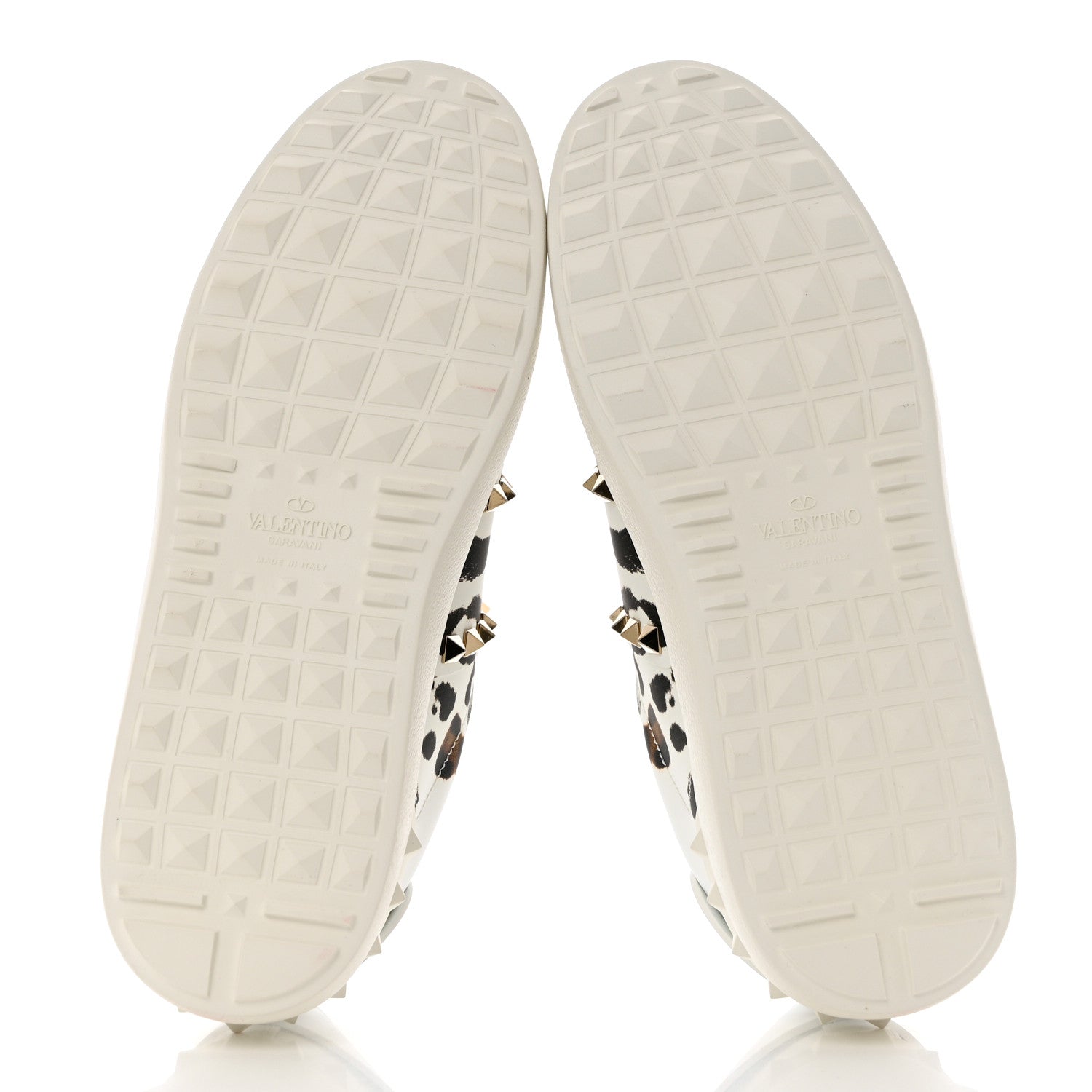 Valentino Garavani Calfskin Leopard Print Rockstud Untitled Open Sneakers 39 White 5 of 11