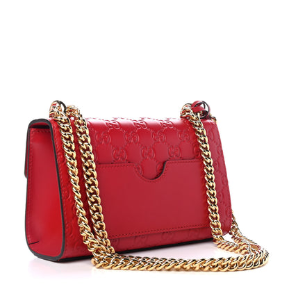 Gucci Guccissima Small Padlock Shoulder Bag Hibiscus Red 2 of 4