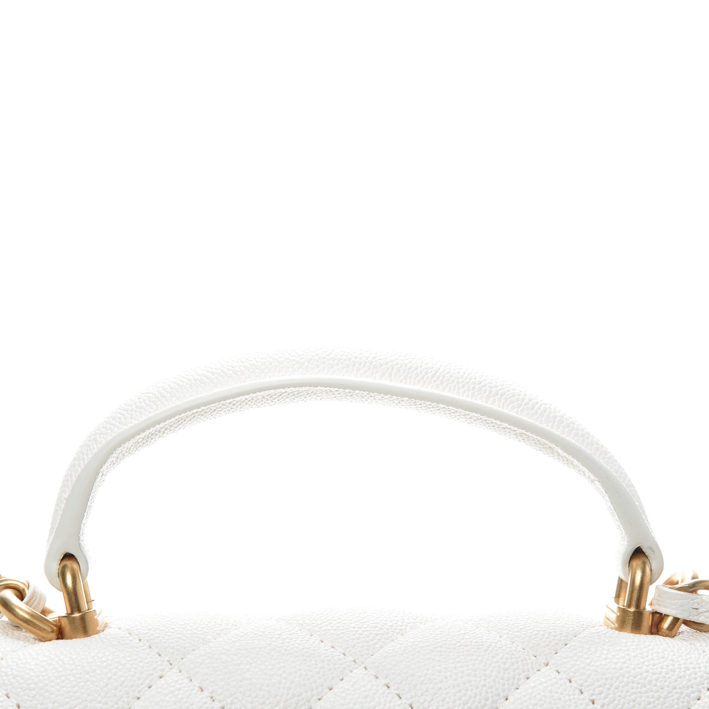 Caviar Quilted Mini Top Handle Rectangular Flap White