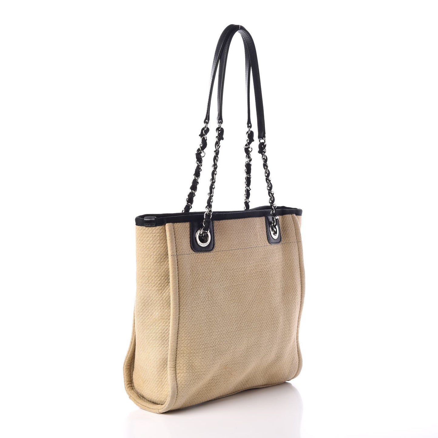 Canvas Mini Deauville Tote Beige Black