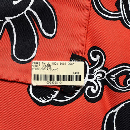 Hermes Silk Serio Ludere Scarf 90 Rouge Noir Blanc 3 of 3