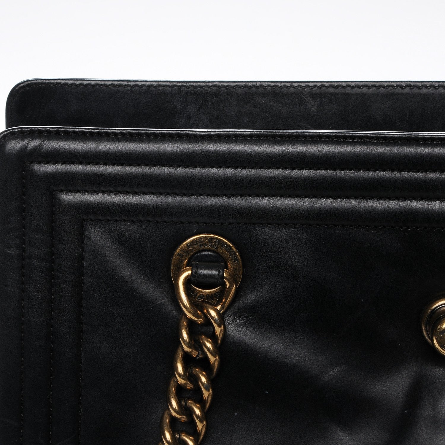 Chanel Glazed Calfskin Boy Tote Black 10 of 10