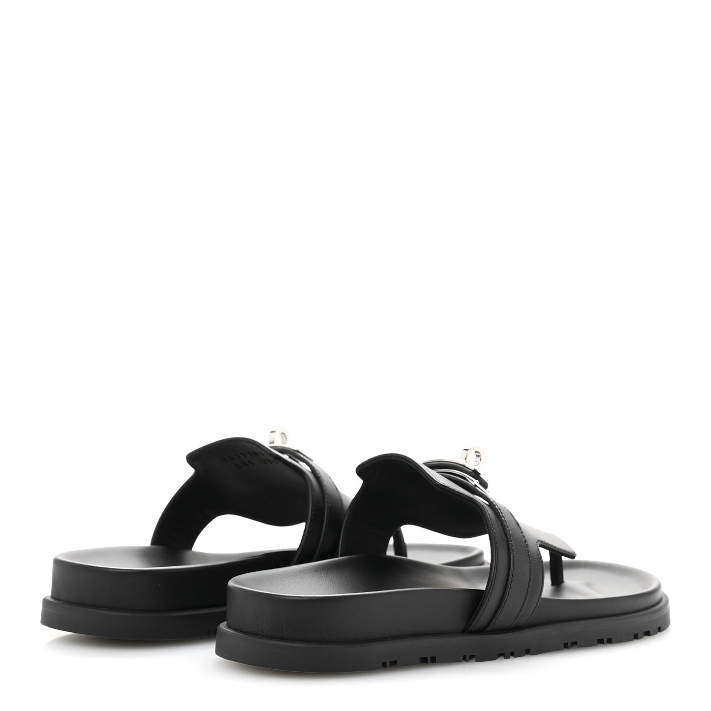 Calfskin Womens Empire Sandals 37.5 Black