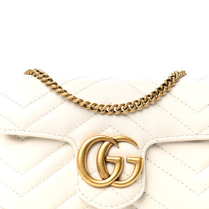 Gucci Calfskin Matelasse Super Mini GG Marmont Shoulder Bag White 10 of 11