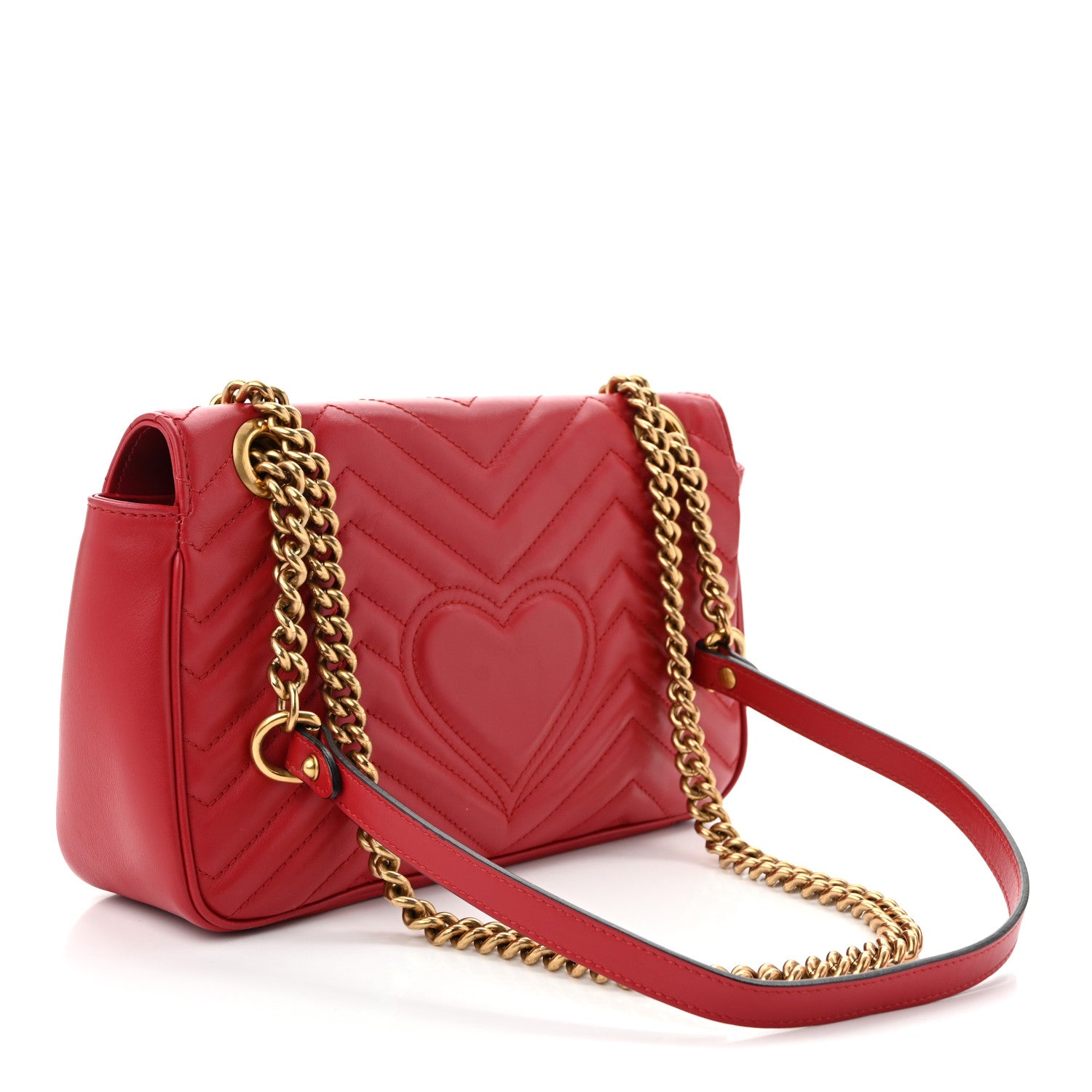Gucci Calfskin Matelasse Small GG Marmont Shoulder Bag Hibiscus Red 3 of 10