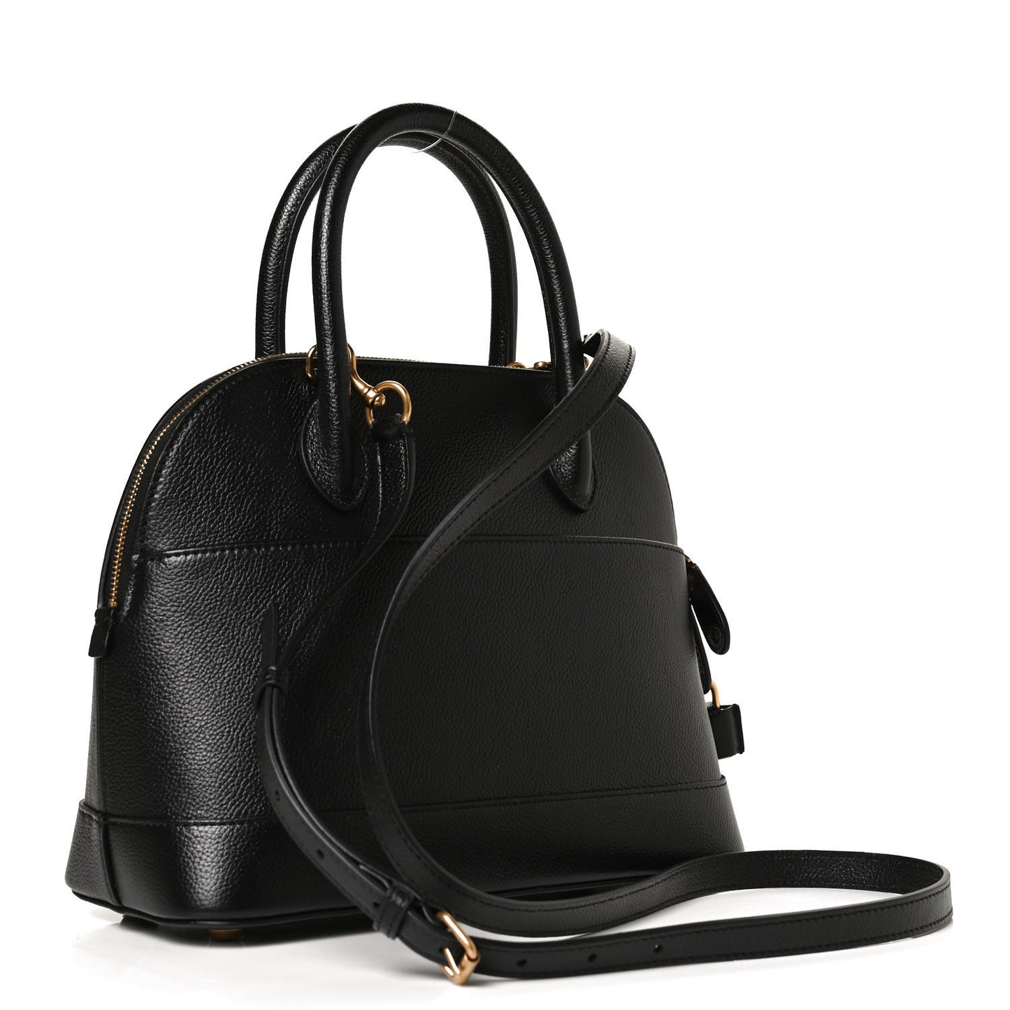 Grained Calfskin Logo S Ville Top Handle Bag Black White