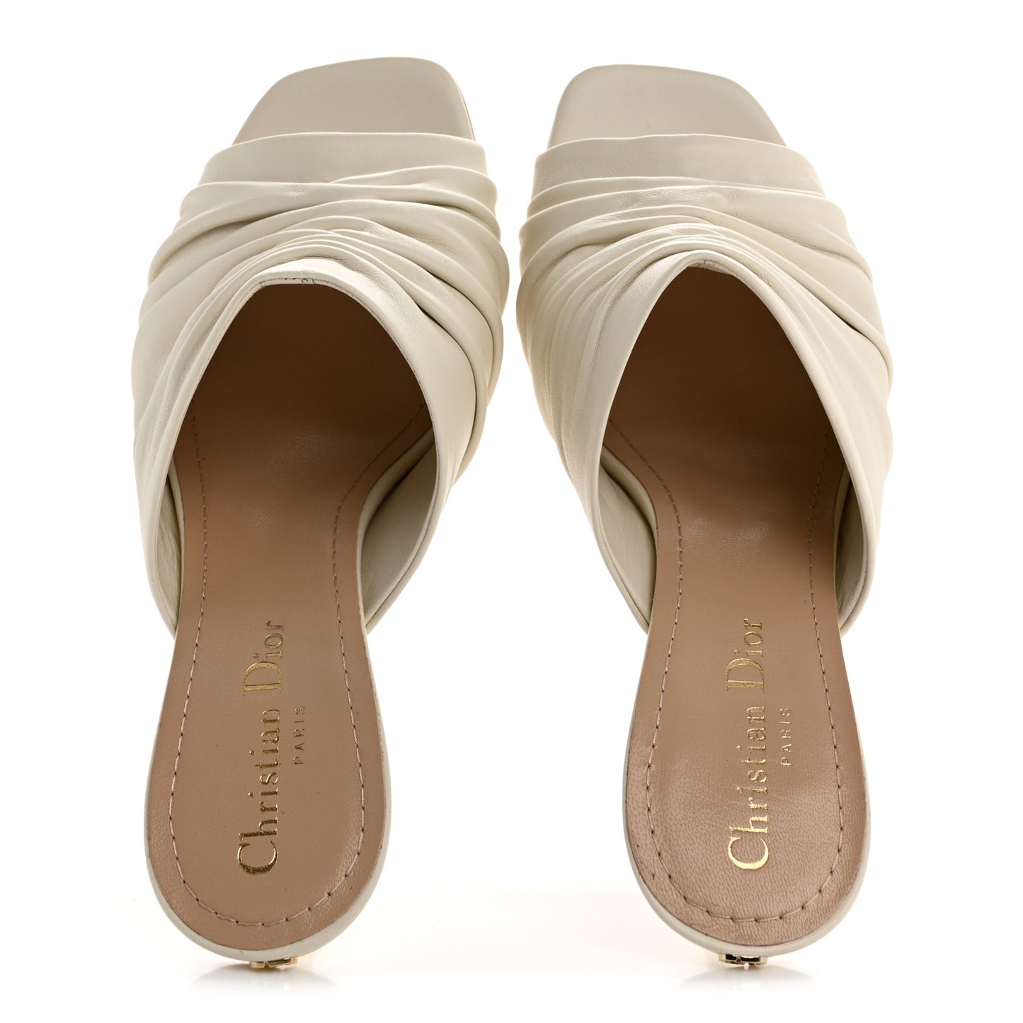 Lambskin D-Fame Mule Sandals 38 Off White